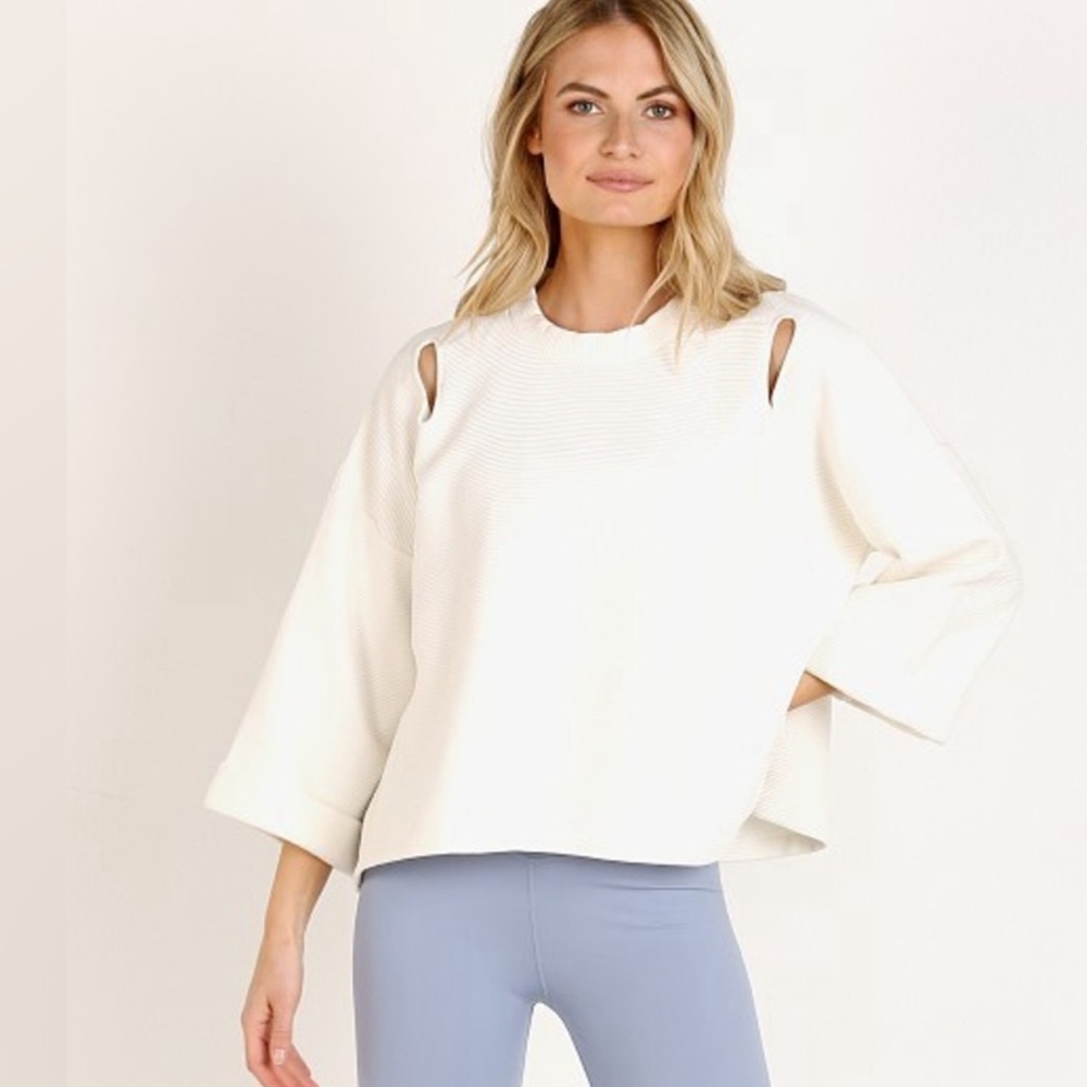 Varley Jenny Sweat Boxy Crop Mock Neck Cutout Sweatshirt